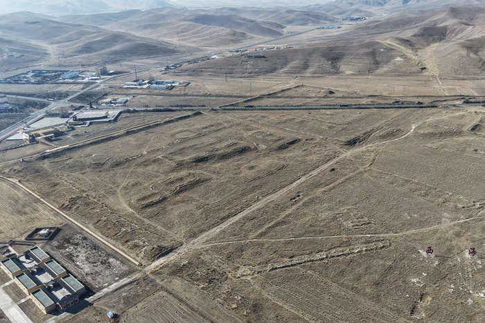 航拍青海海晏西海郡故城遗址